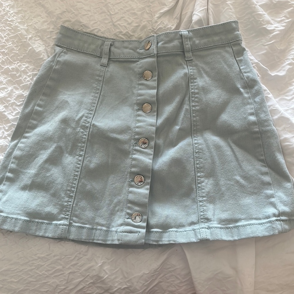 Light blue denim skirt